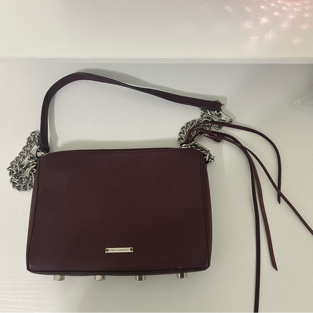 Rebecca Minkoff Burgundy and Silver Crossbody Bag